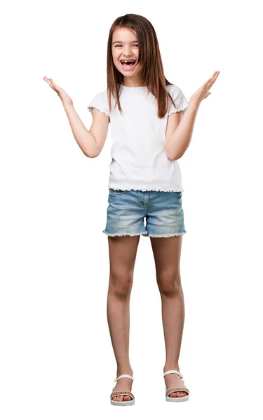 Full Body Little Girl Laughing Having Fun Being Relaxed Cheerful — Stock Photo, Image