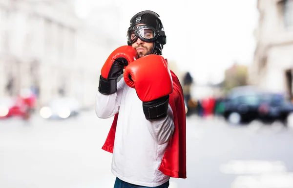 Super Hjälte Med Boxning Handskar — Stockfoto