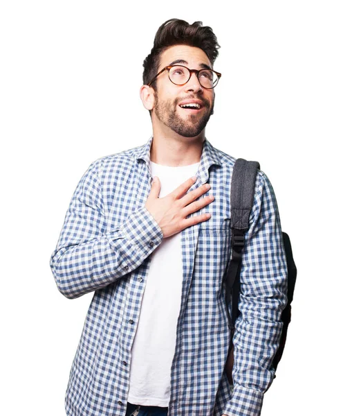 öğrenci erkekte seviyorum izole üzerinde beyaz arka plan