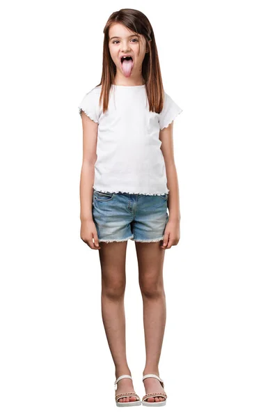 Full Body Little Girl Expression Confidence Emotion Fun Friendly Showing — Stock Photo, Image