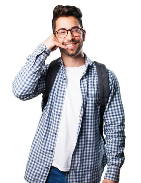 Joven Llamando Aislado Sobre Fondo Blanco — Foto de Stock