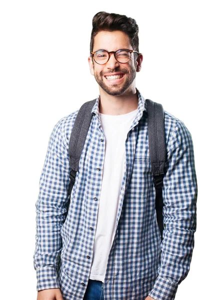 Šťastný Mladý Muž Izolovaný Bílém Pozadí — Stock fotografie