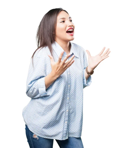 Surprised Asian Woman Isolated White Background — Stock Photo, Image