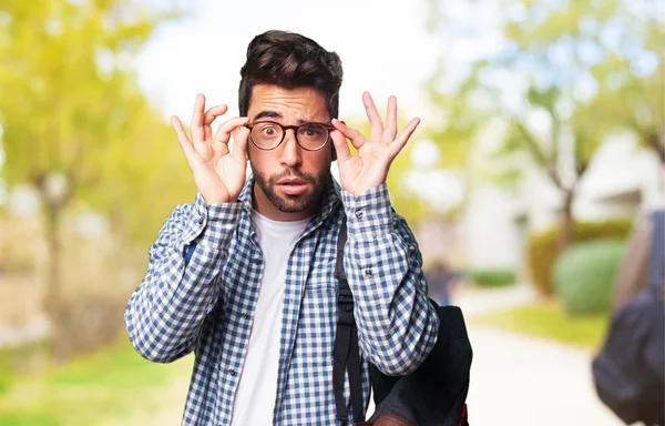 Concentrated Student Man Outdoors — Stock Photo, Image