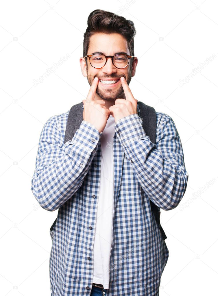 happy student man isolated on white background