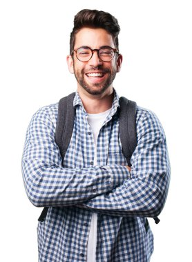 öğrenci üzerinde izole beyaz arka plan gülüyor