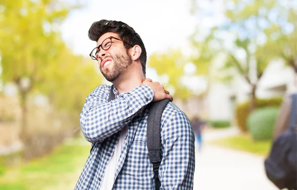 Doloroso Estudiante Hombre Aire Libre — Foto de Stock