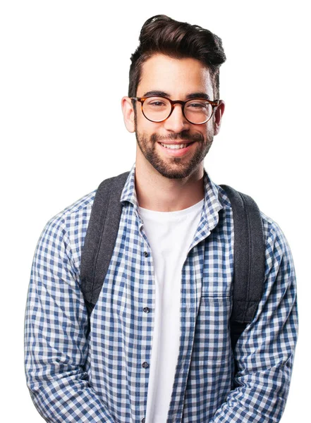 Giovane Uomo Sorridente Isolato Sfondo Bianco — Foto Stock