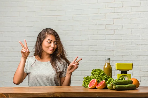 Portrait Healthy Young Latin Woman Fun Happy — Stock Photo, Image