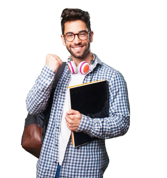 Estudiante Sosteniendo Libro Aislado Sobre Fondo Blanco — Foto de Stock