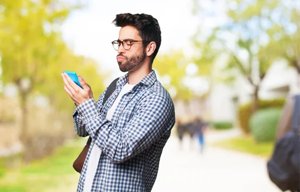 Student Man Holding Calculator — Stock Photo, Image