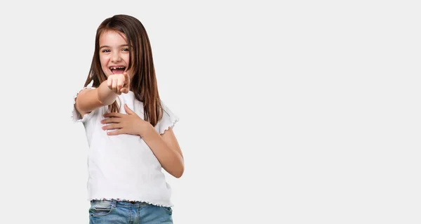 Full Body Little Girl Shouting Laughing Making Fun Another Concept — Stock Photo, Image