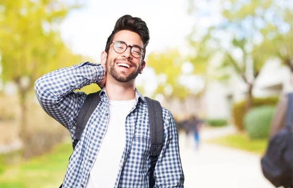 Estudiante Hombre Riendo Aire Libre — Foto de Stock