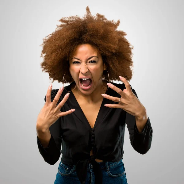 Enojado Afro Mujer Gritando — Foto de Stock