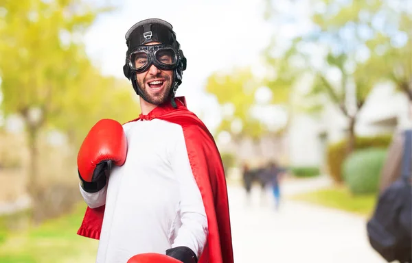 Super Héroe Usando Guantes Boxeo — Foto de Stock