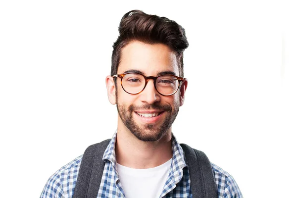 Νεαρός Άνδρας Χαμογελώντας Απομονωθεί Λευκό Φόντο — Φωτογραφία Αρχείου