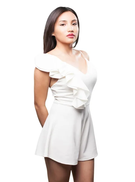 Asiatische Frau Posiert Isoliert Auf Weißem Hintergrund — Stockfoto