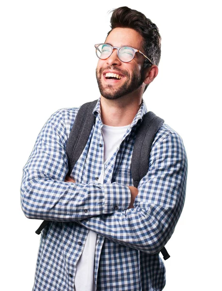 Joven Riendo Aislado Sobre Fondo Blanco — Foto de Stock