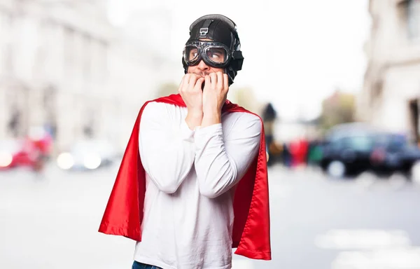 Nervioso Super Héroe Aire Libre — Foto de Stock