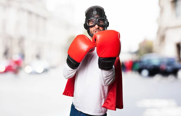 戴拳击手套的超级英雄 — 图库照片