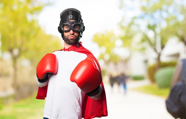 Super Héroe Usando Guantes Boxeo — Foto de Stock