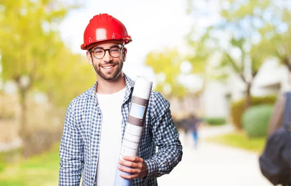 Arkitekten Mannen Ler Utomhus — Stockfoto