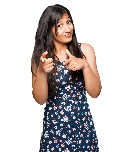 latin kadın işaret açık beyaz arka plan üzerinde izole