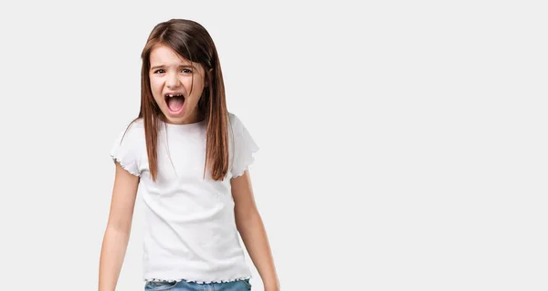 Full Body Little Girl Screaming Angry Expression Madness Mental Instability — Stock Photo, Image