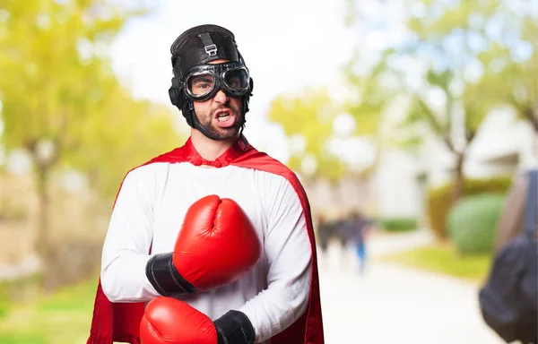 Super Héroe Usando Guantes Boxeo — Foto de Stock