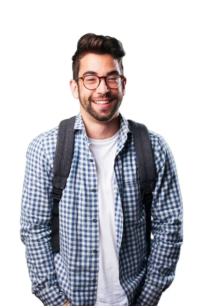 Jonge Man Lachen Geïsoleerd Witte Achtergrond — Stockfoto