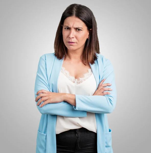 Orta Yaşlı Kadın Çok Kızgın Üzgün Çok Gergin Öfkeli Negatif — Stok fotoğraf