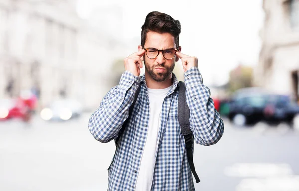 Concentrated Student Man Outdoors — Stock Photo, Image