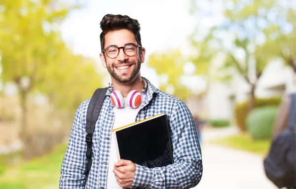 Student Man Met Een Boek — Stockfoto