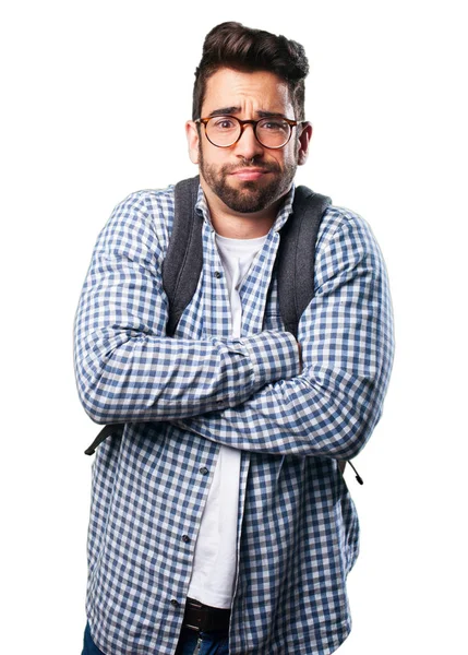 Nervous Young Man Isolated White Background — Stock Photo, Image