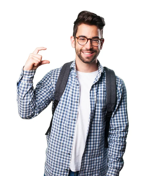 Estudiante Hombre Tamaño Aislado Sobre Fondo Blanco — Foto de Stock