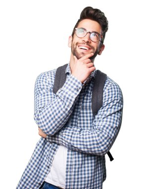 izole üzerinde beyaz arka plan düşünme öğrenci adam