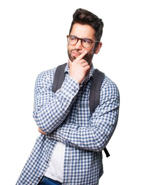 izole üzerinde beyaz arka plan düşünme öğrenci adam