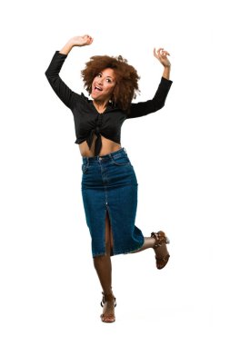 tam vücut afro kadın beyaz dans