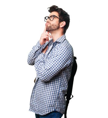 izole üzerinde beyaz arka plan düşünme öğrenci adam