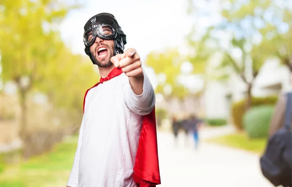 Super Hero Pointing Front — Stock Photo, Image