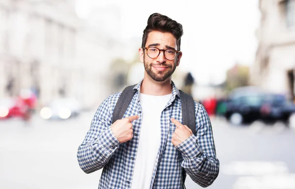 Worried Student Man Outdoors — Stock Photo, Image