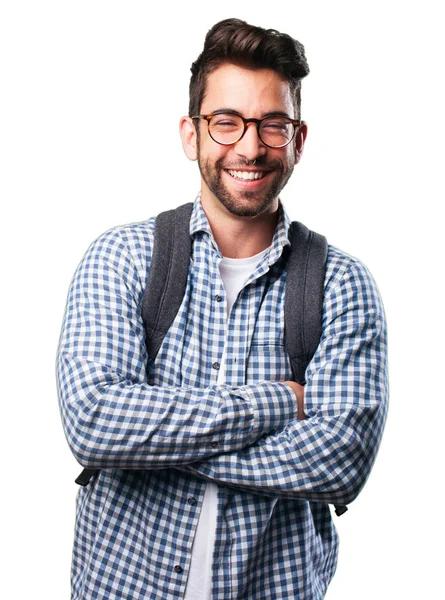 öğrenci üzerinde izole beyaz arka plan gülüyor