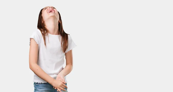 Full Body Little Girl Laughing Having Fun Being Relaxed Cheerful — Stock Photo, Image