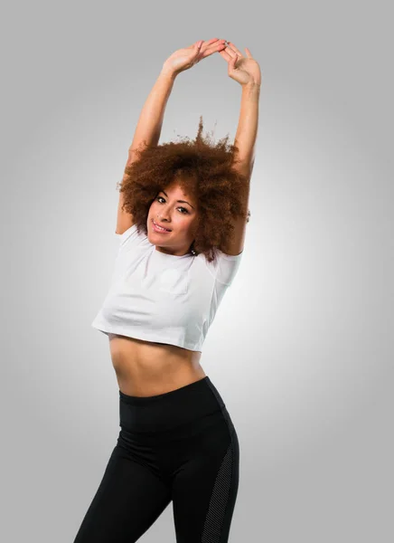 Afro Žena Mladý Fitness Strečink — Stock fotografie