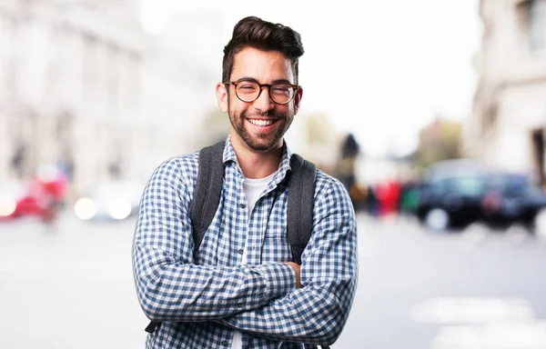 Studentin Lacht Über Weiß — Stockfoto