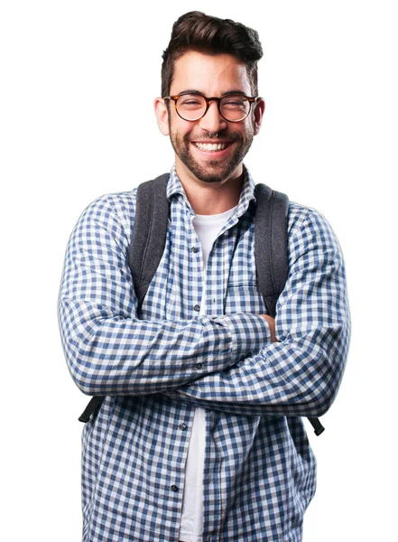 öğrenci üzerinde izole beyaz arka plan gülüyor