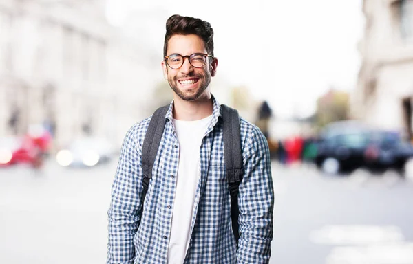 Happy Young Man Blurred Background — Stock Photo, Image