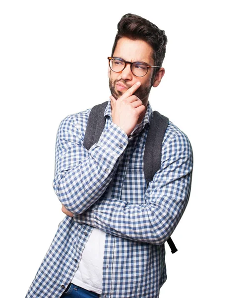 izole üzerinde beyaz arka plan düşünme öğrenci adam