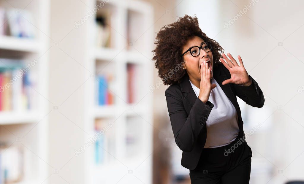 business black woman shouting, selective focus