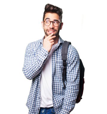 izole üzerinde beyaz arka plan düşünme öğrenci adam